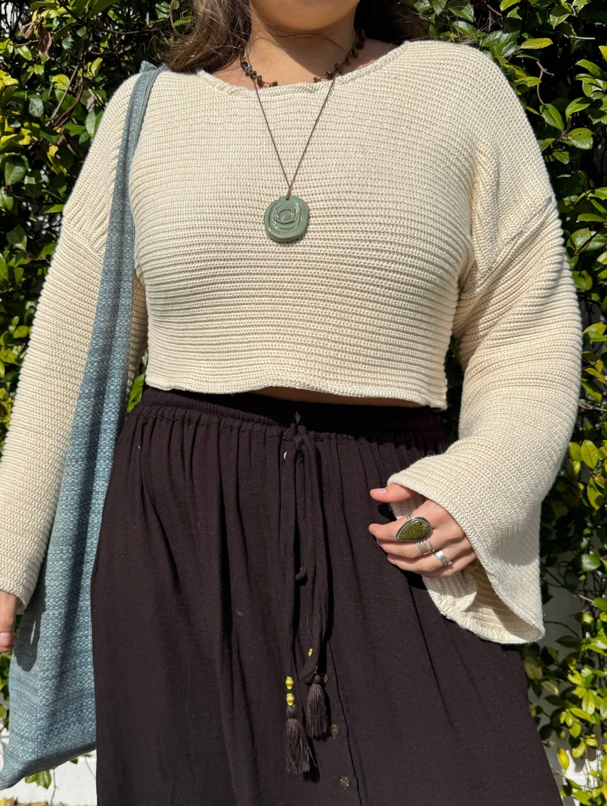 Bell Sleeve Boho Crop Sweater