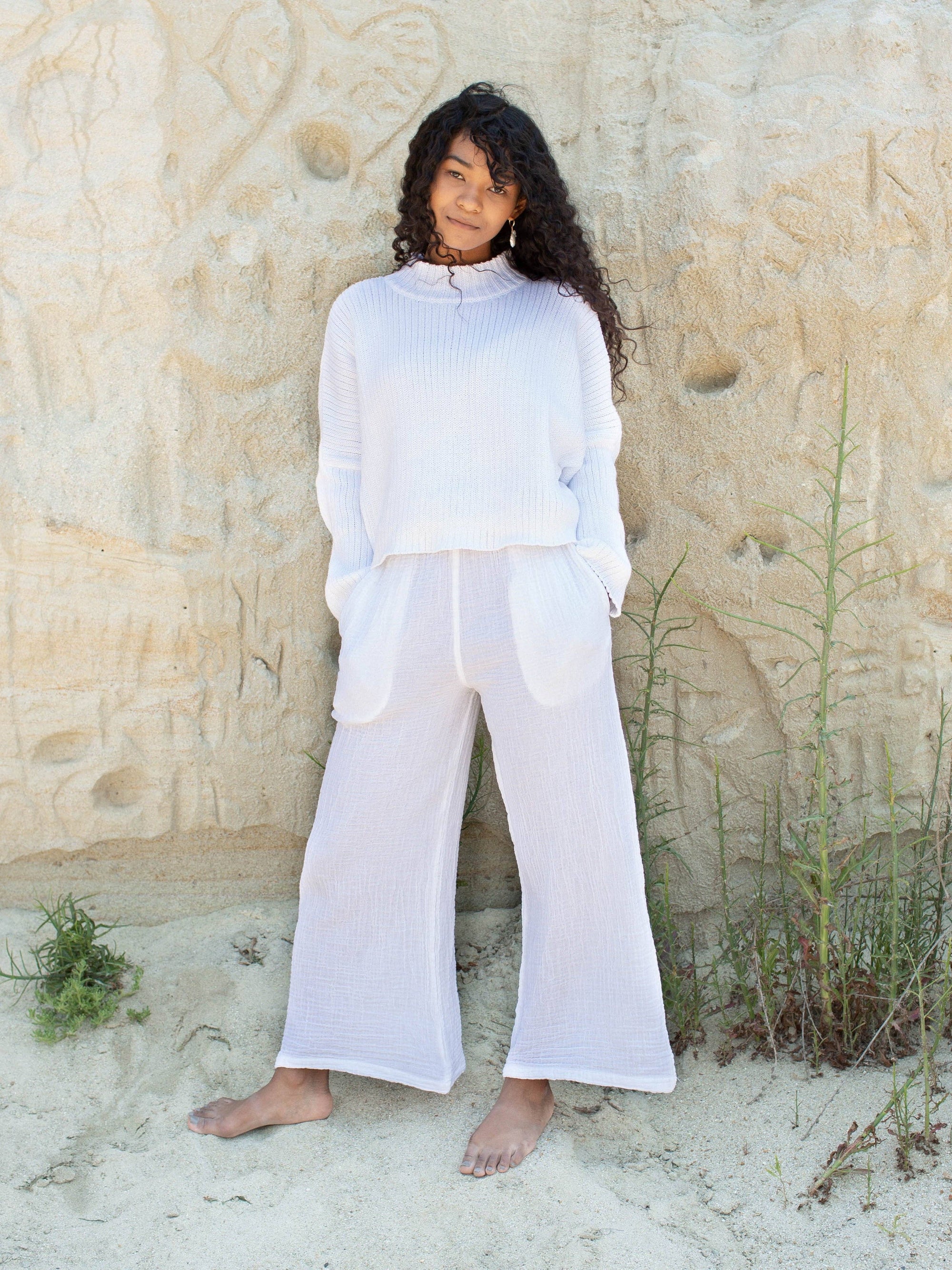 Mock Neck Crop Sweater