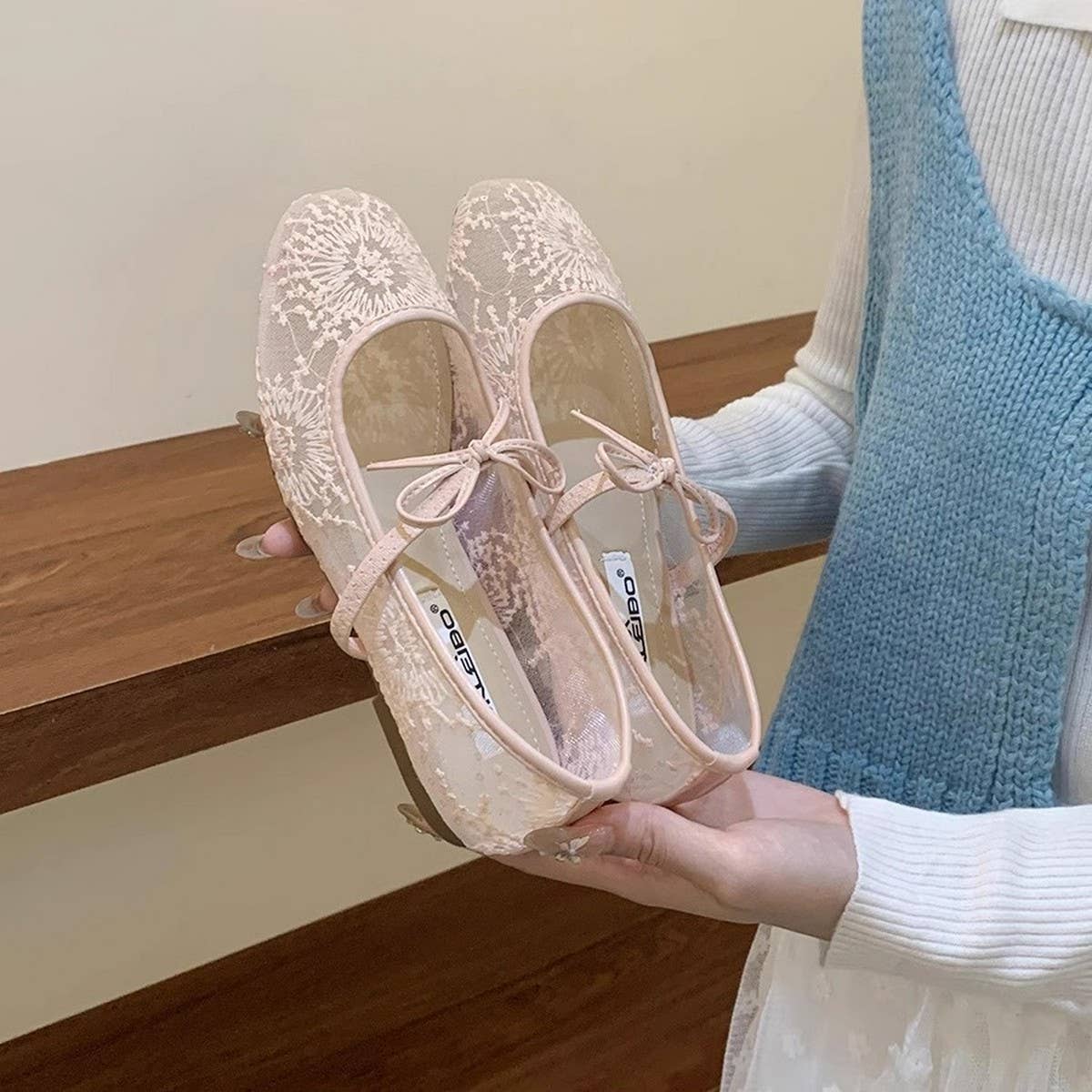 French Mesh Mary Janes