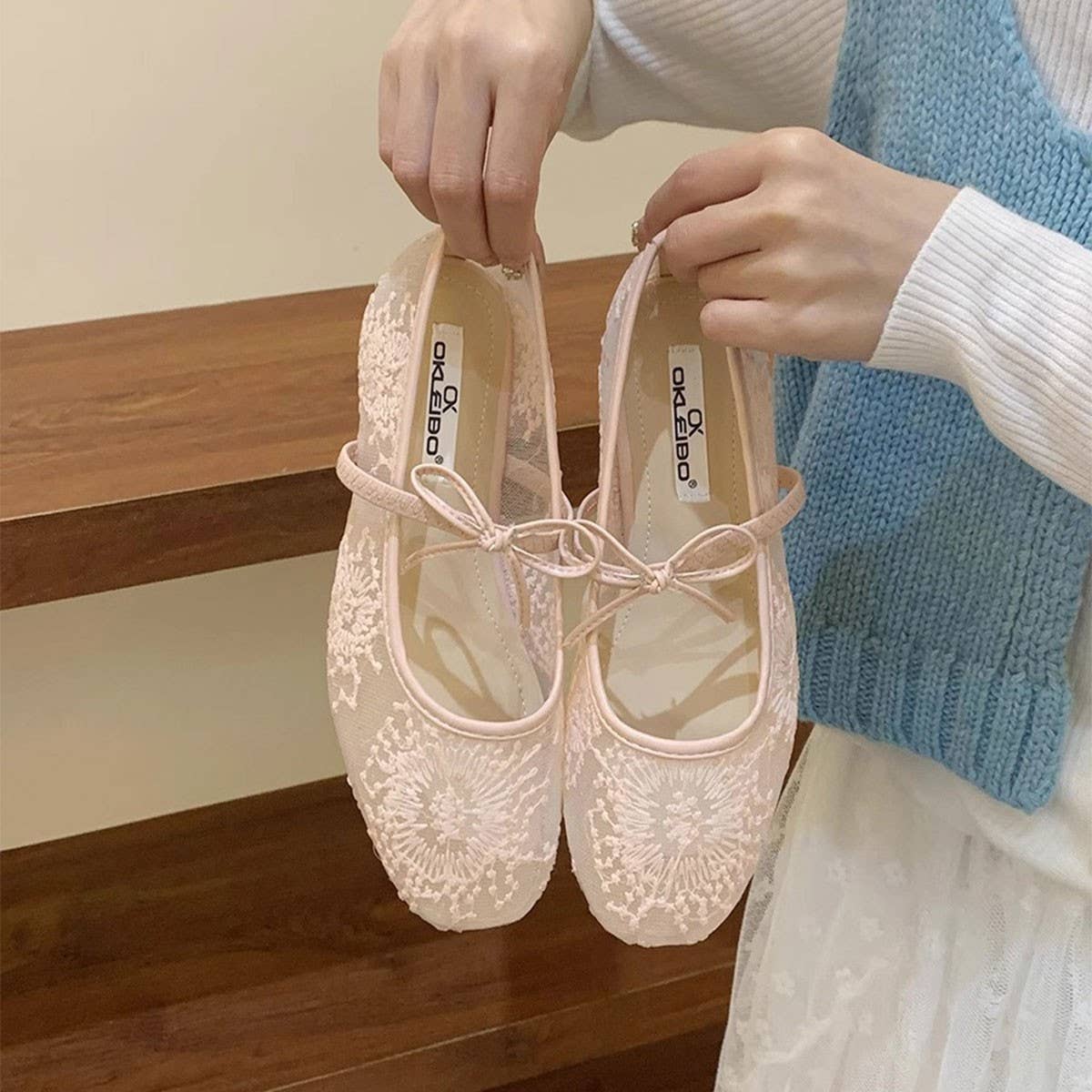 French Mesh Mary Janes