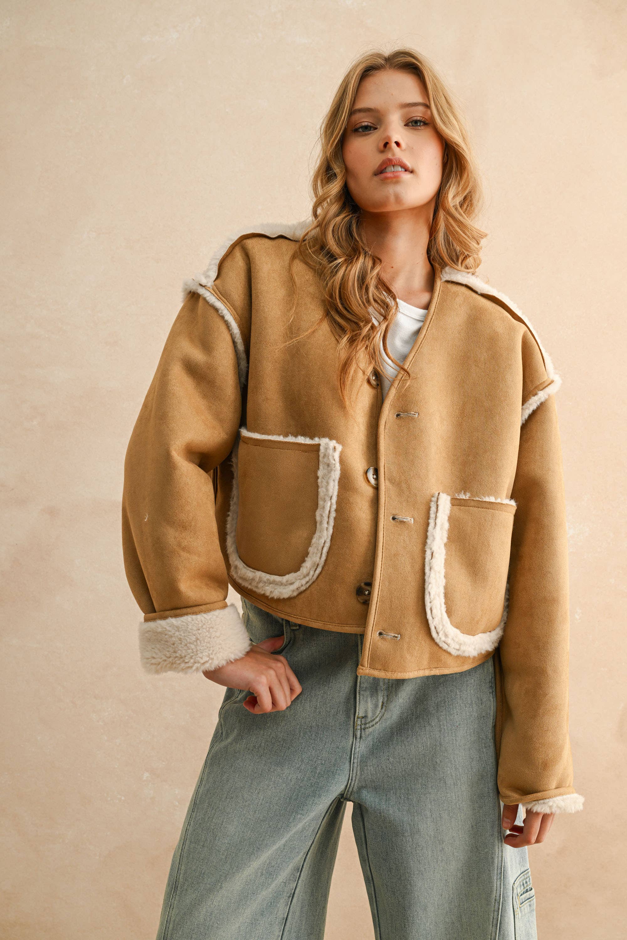 SHERPA AND SUEDE REVERSIBLE JAKCET