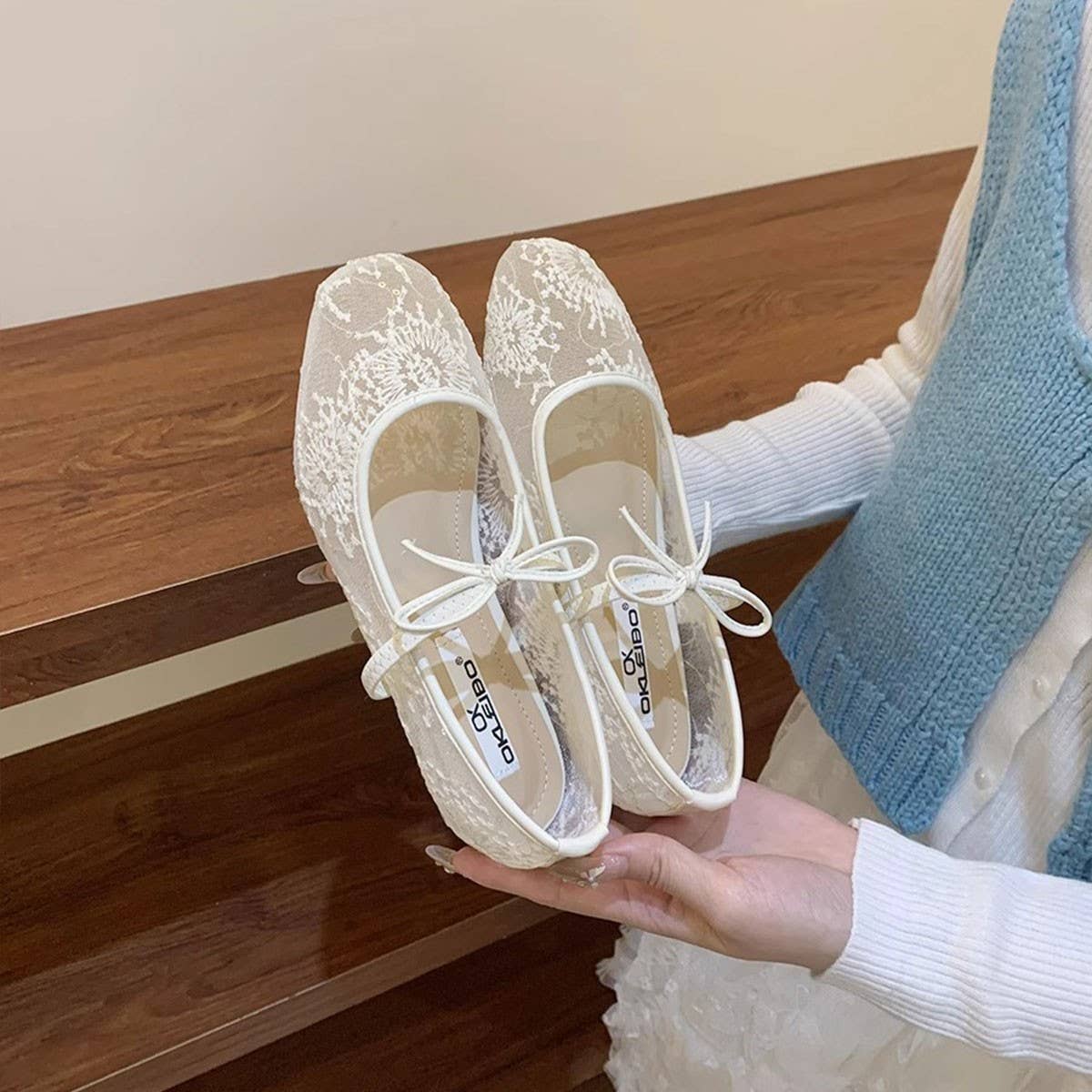 French Mesh Mary Janes