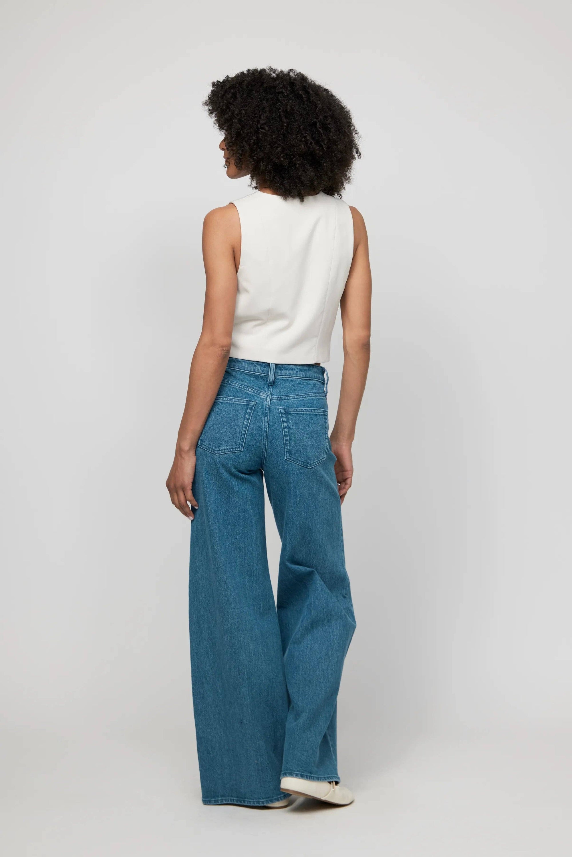 Andrews High Rise Extra Wide Leg Jean, Medium Green Blue