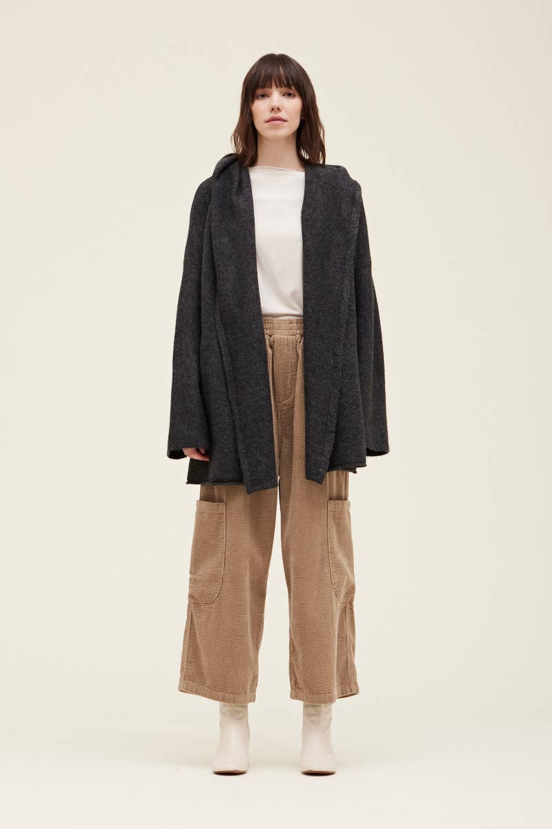 HOODED OPEN CARDIGAN