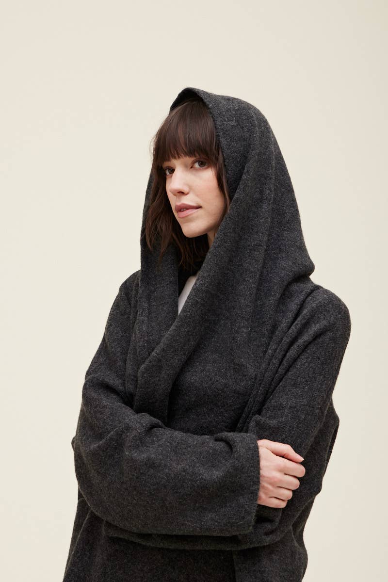 HOODED OPEN CARDIGAN