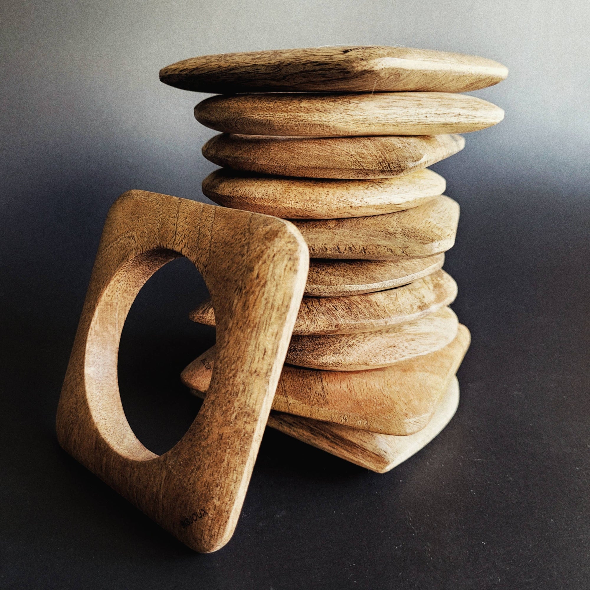 Bare orchard wood designer bangle bracelet