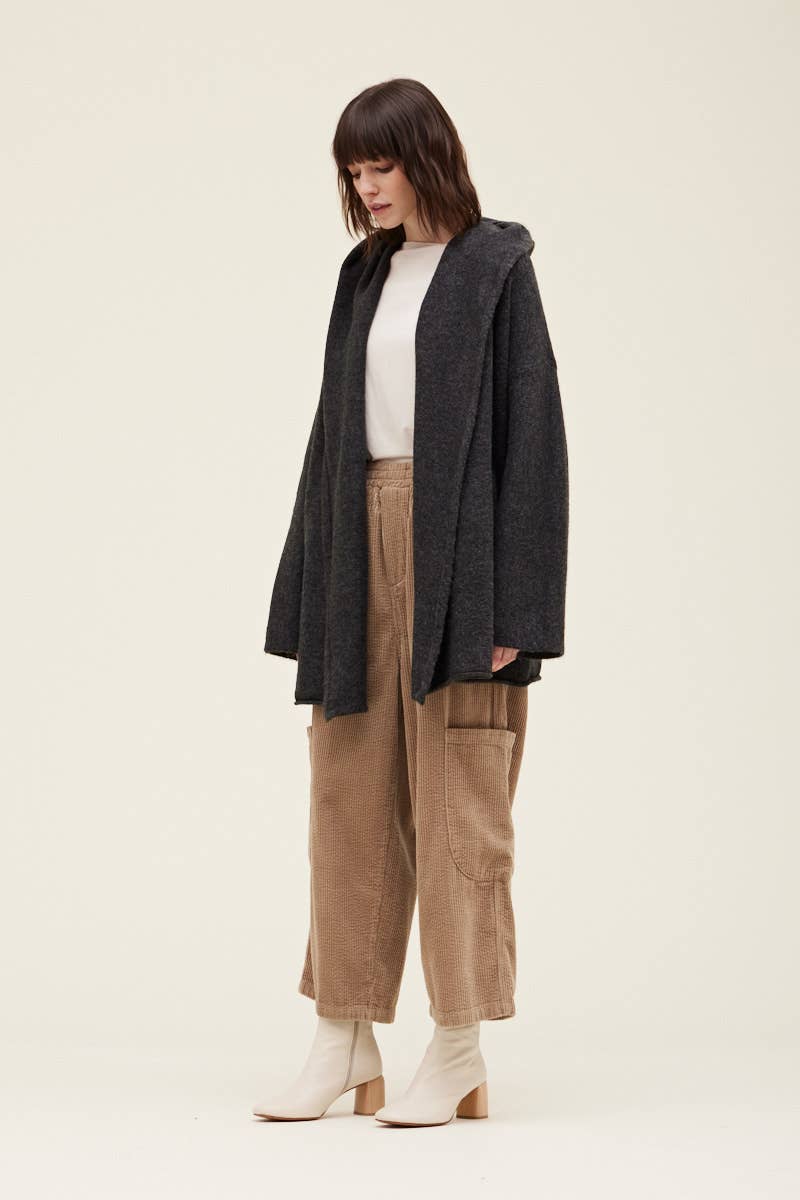 HOODED OPEN CARDIGAN