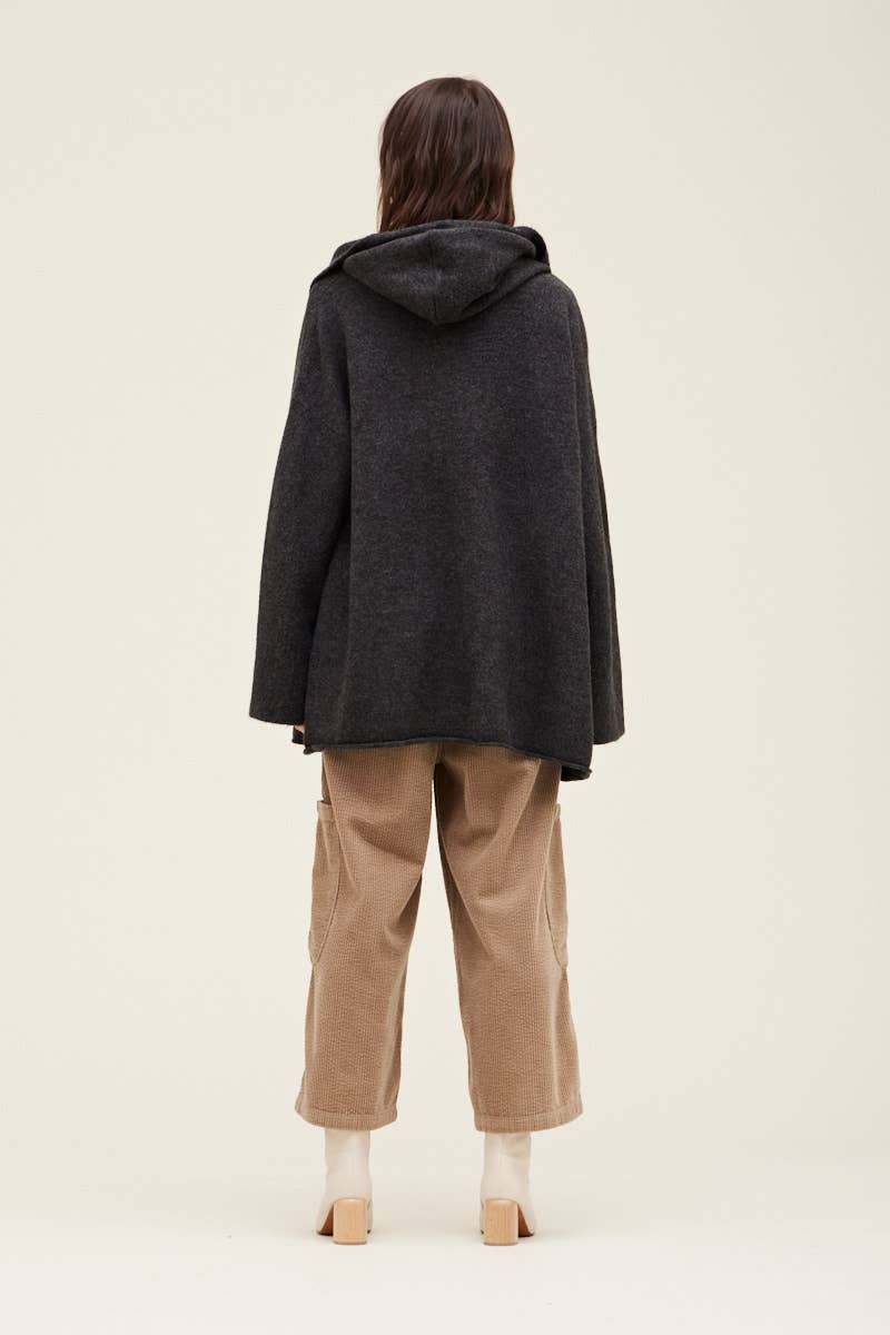 HOODED OPEN CARDIGAN