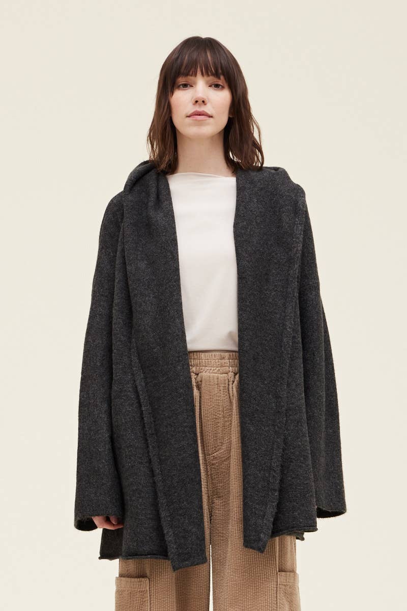 HOODED OPEN CARDIGAN