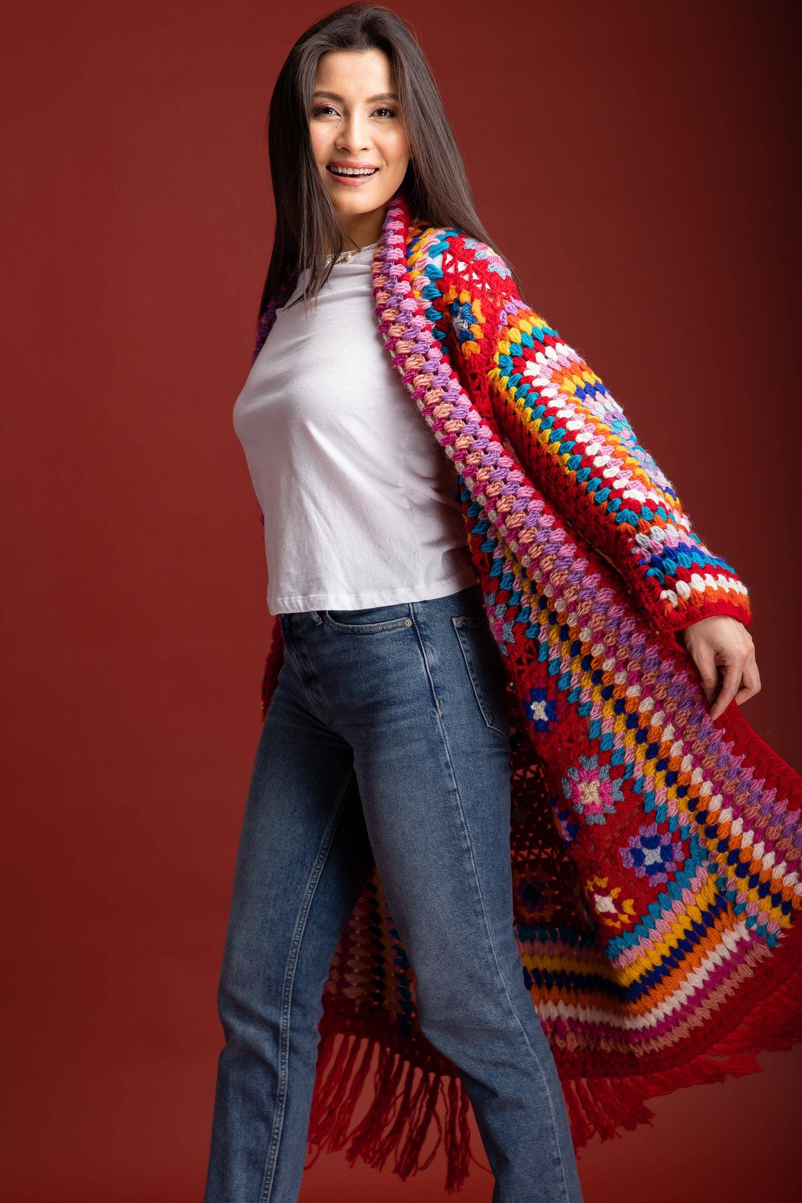 Granny Crochet Fringe Kimono