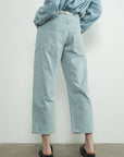BARREL DENIM PANTS WITH EYELET WAIST