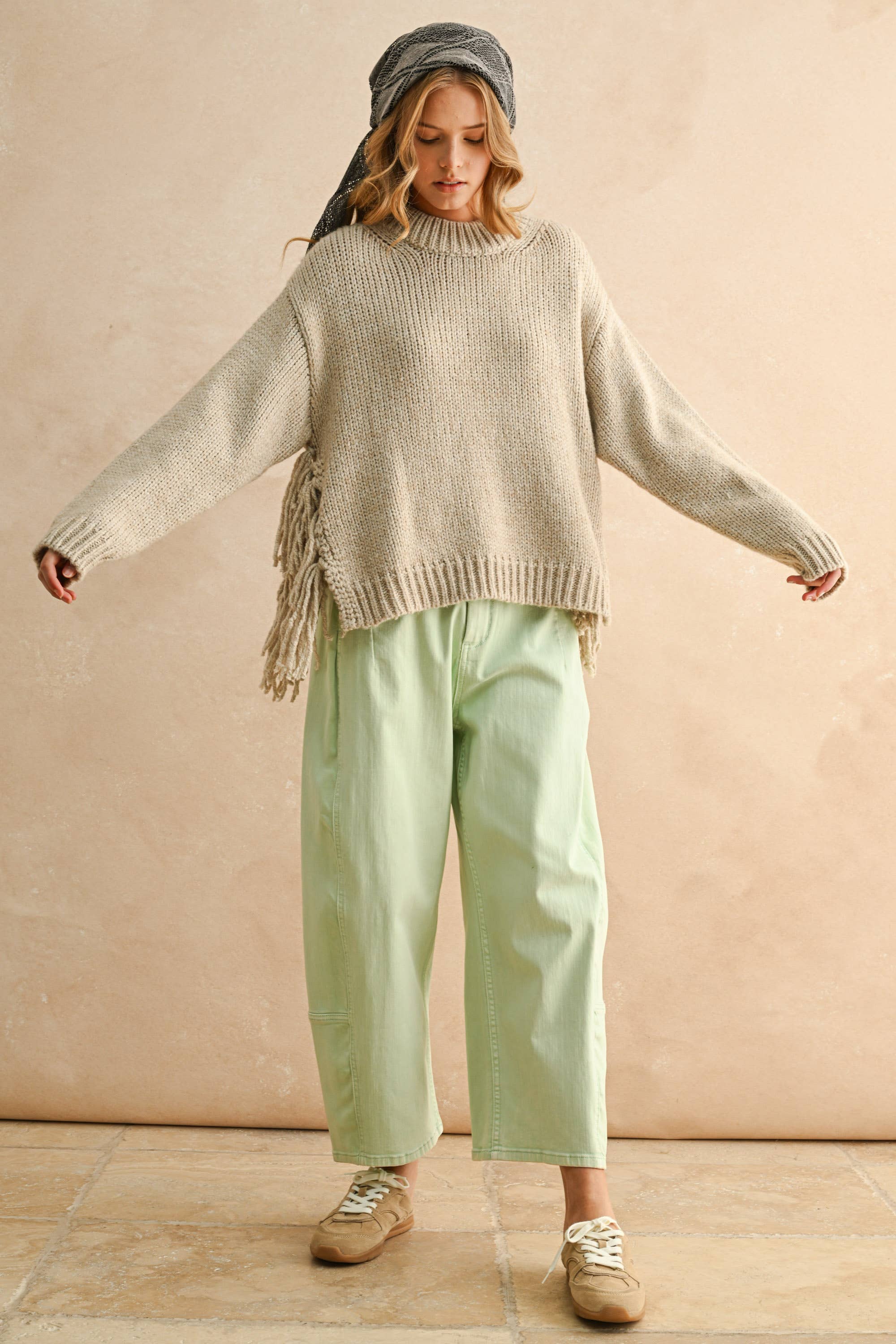 FRINGE ON THE SIDE SWEATER TOP