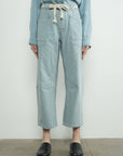 BARREL DENIM PANTS WITH EYELET WAIST