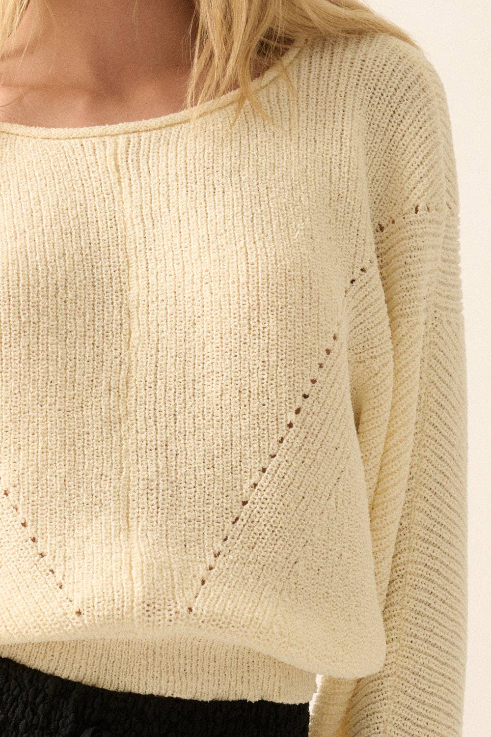 Solid Rib-Knit Dolman-Sleeve Sweater