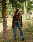 BARREL DENIM PANTS WITH EYELET WAIST