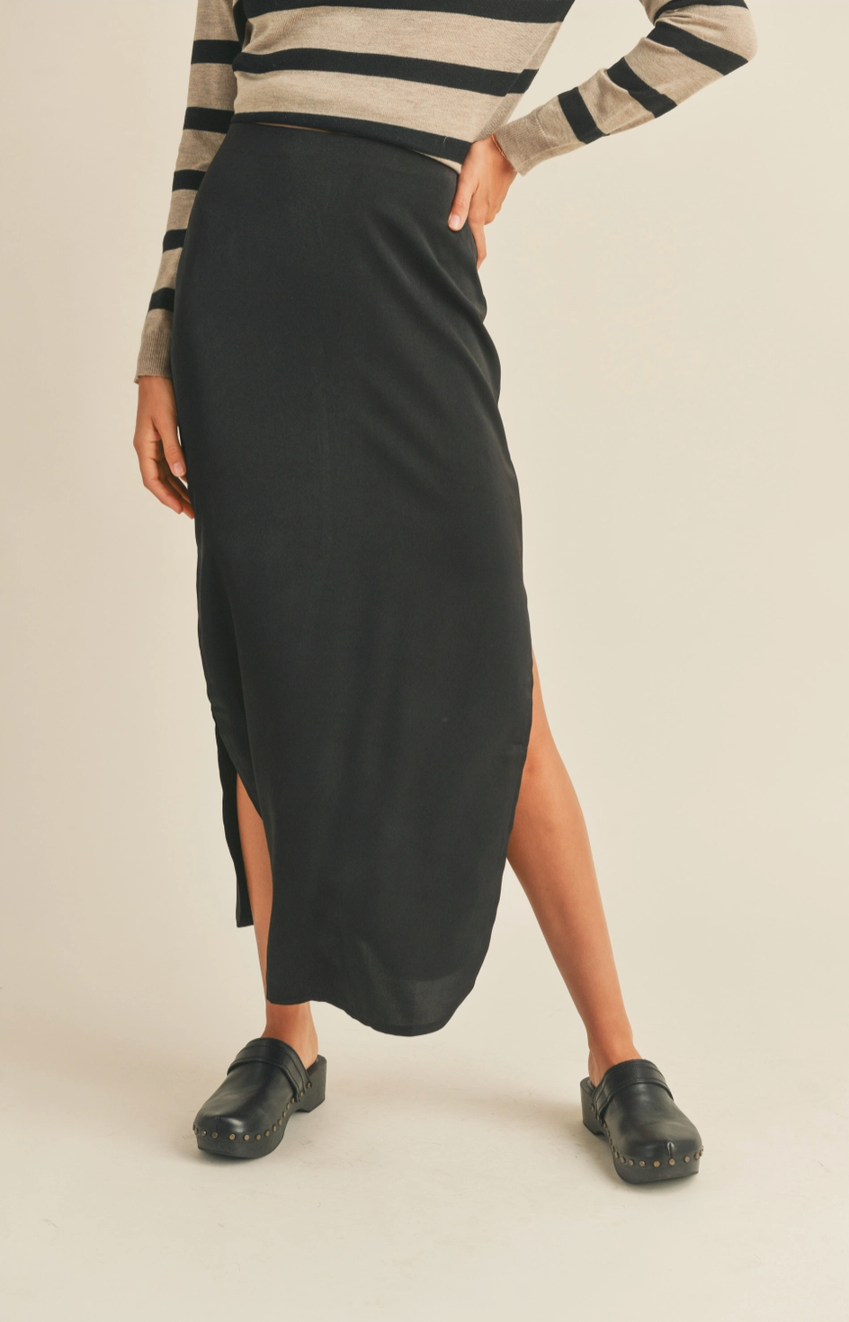 Black Side Slit Skirt