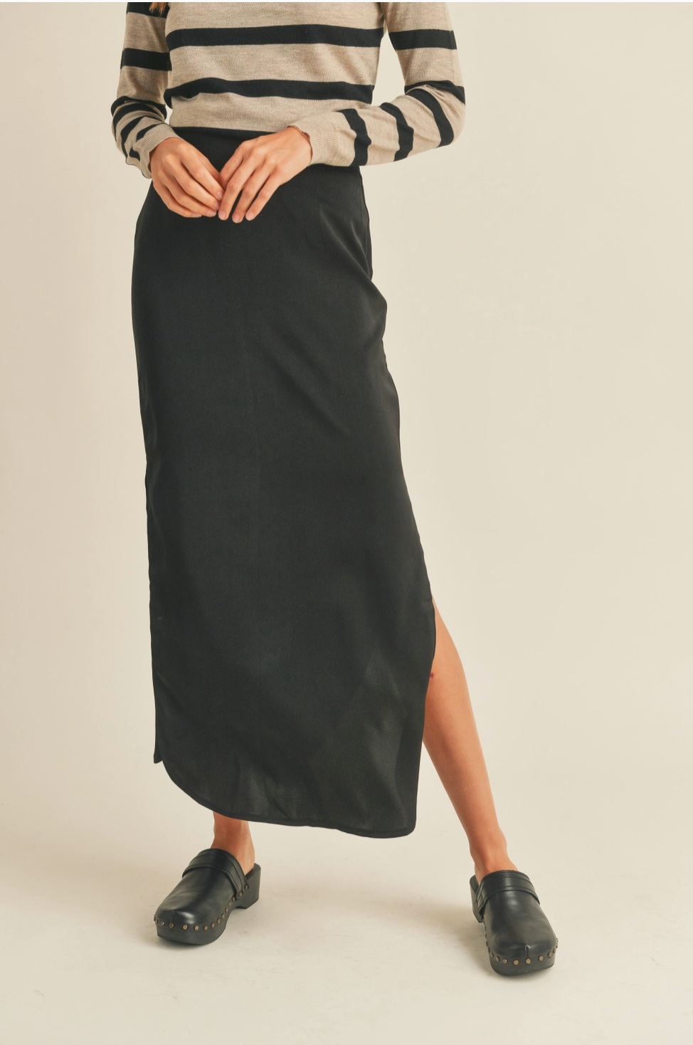 Black Side Slit Skirt