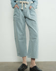 BARREL DENIM PANTS WITH EYELET WAIST