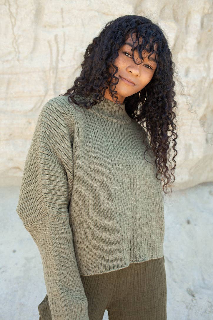 Mock Neck Crop Sweater