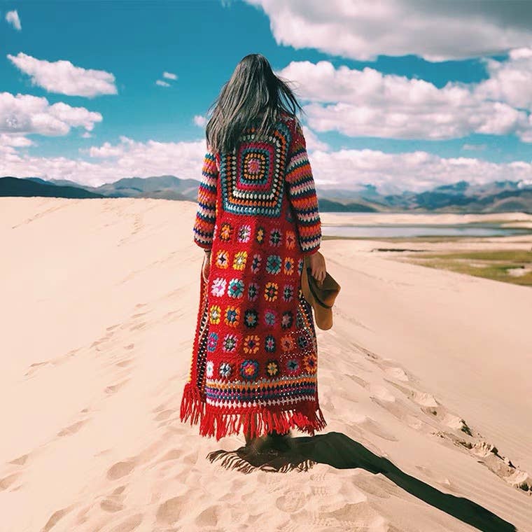 Granny Crochet Fringe Kimono