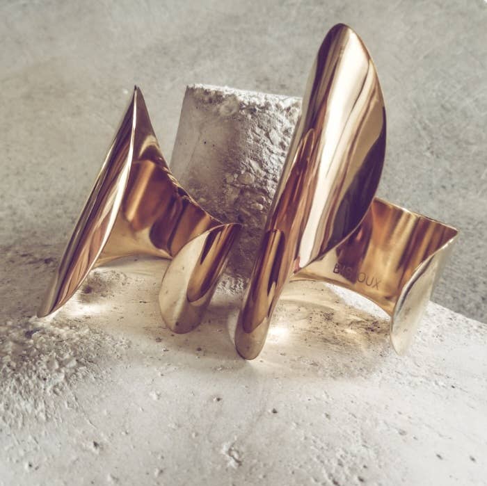 Swerve modern brass cuff bracelet large