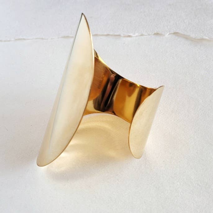 Swerve modern brass cuff bracelet large