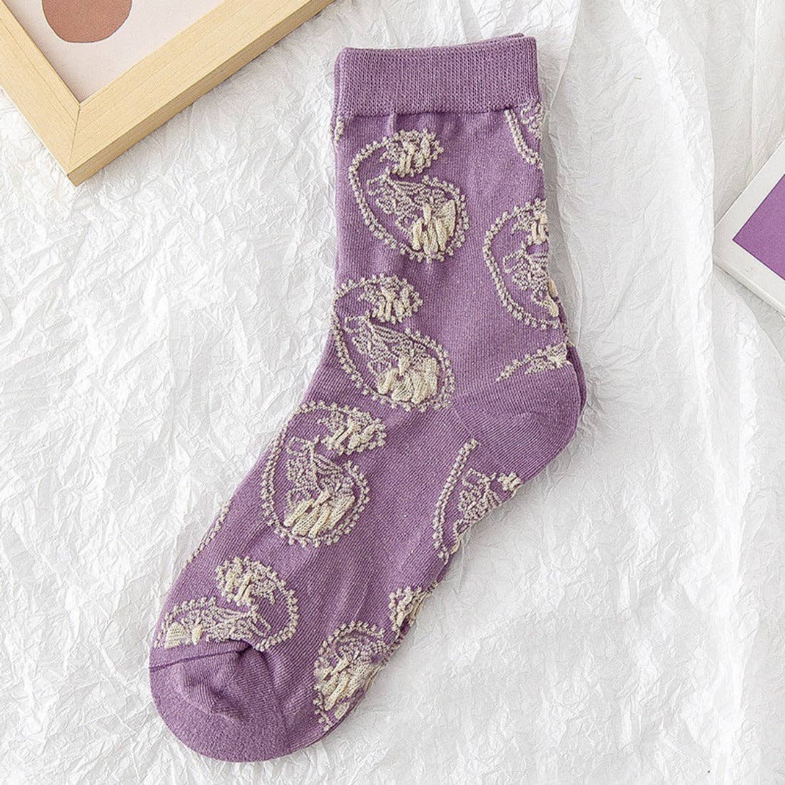 Rufia - Purple Embossed Women&#39;s Socks