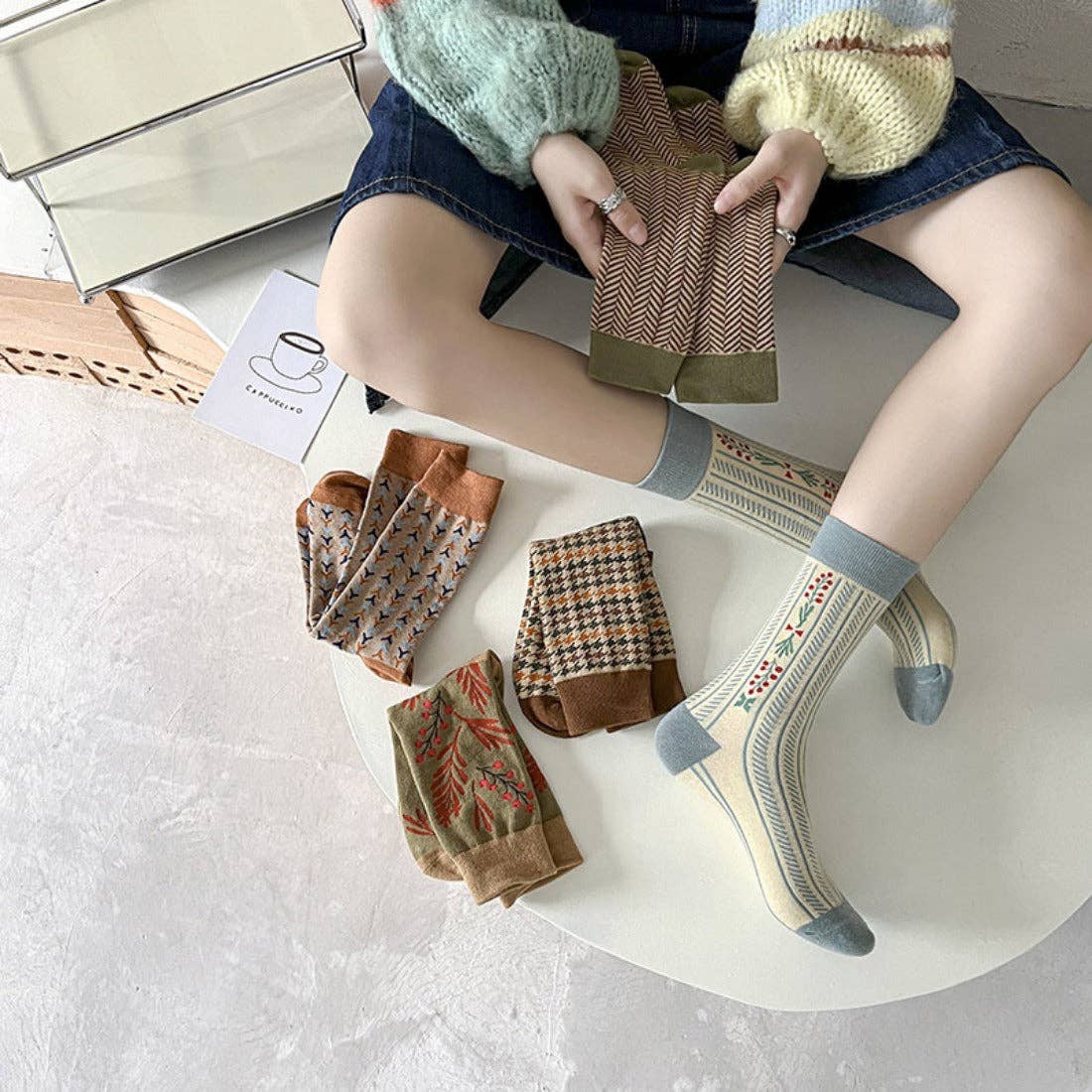 Rufia - Vintage Pattern Women&#39;s Socks for Fall &amp; Winter