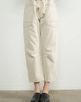 BARREL DENIM PANTS WITH EYELET WAIST