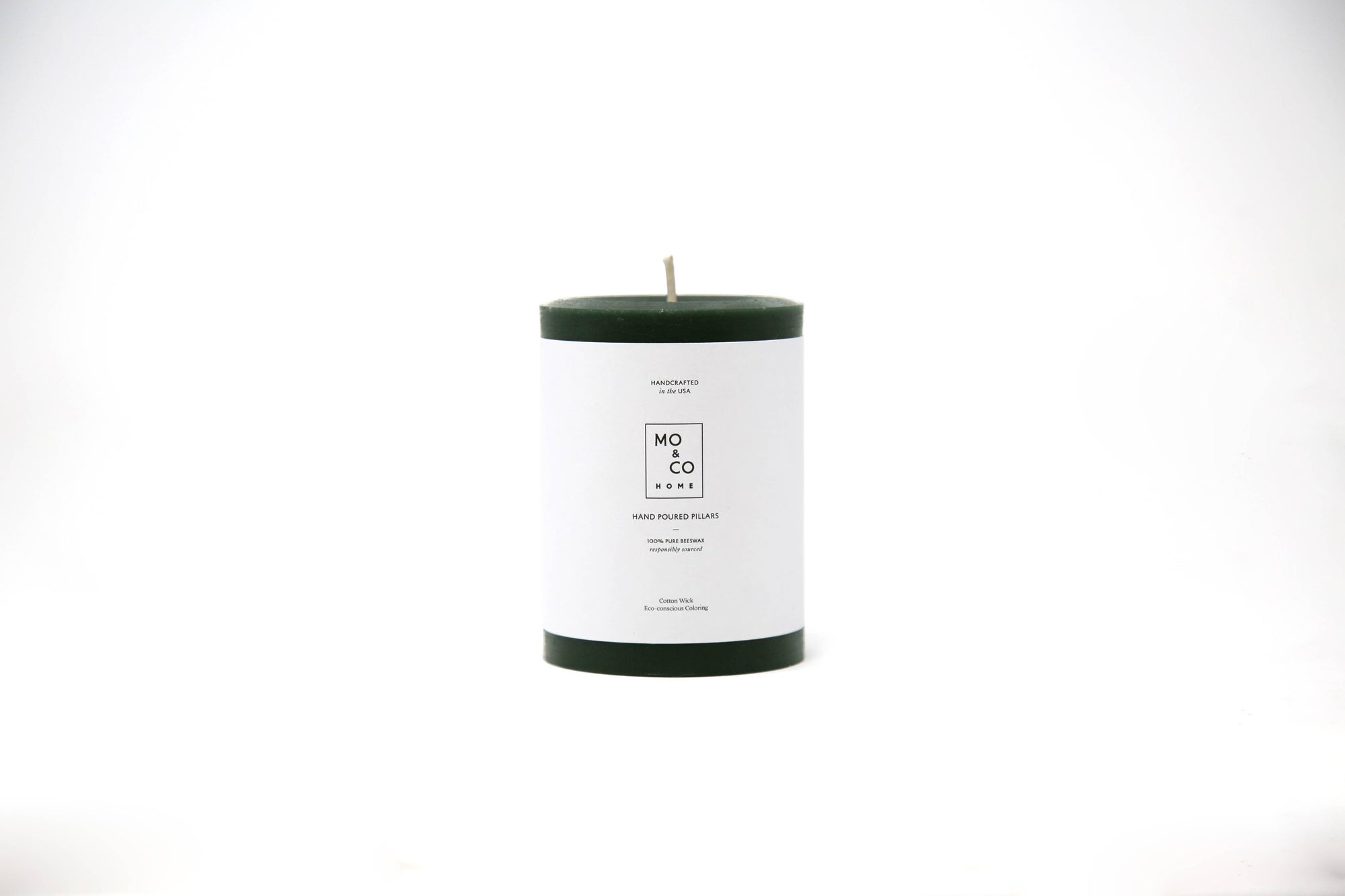 Forest Green | 100% Beeswax Pillar Candle | All Natural, Handmade