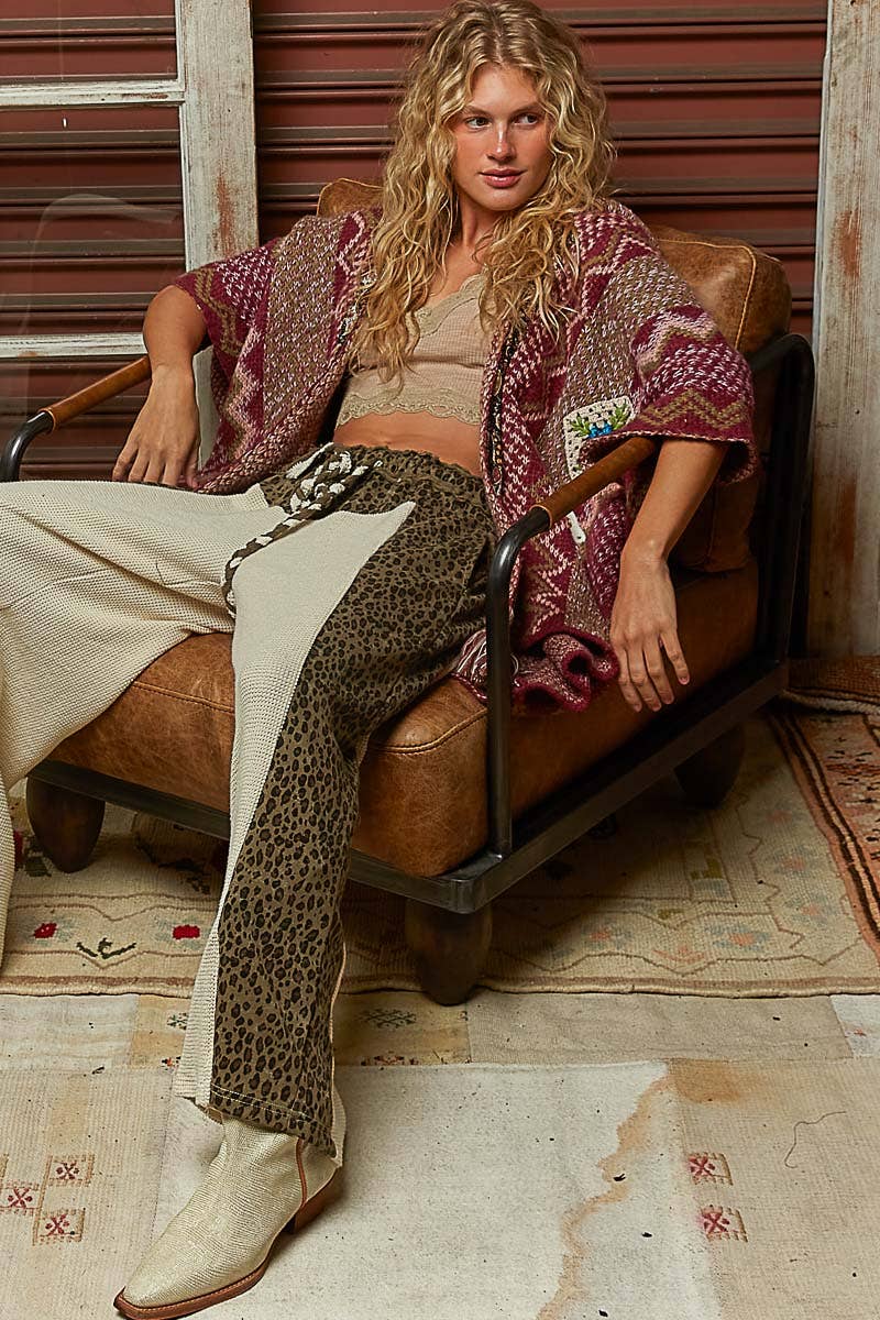 Sleeveless poncho paisley sweater Aztec hooded cardigan