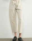 BARREL DENIM PANTS WITH EYELET WAIST