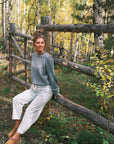 BARREL DENIM PANTS WITH EYELET WAIST