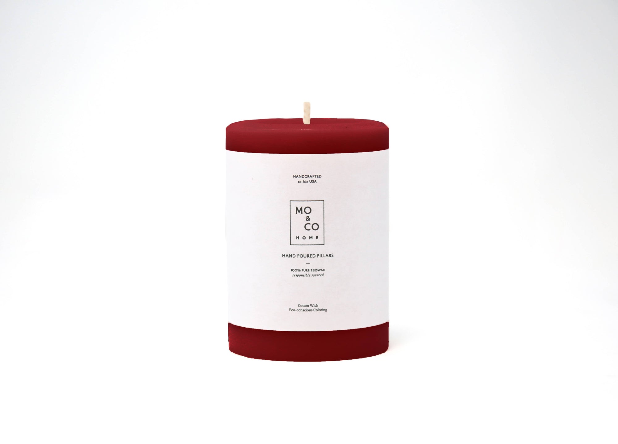 Berry Red | 100% Beeswax Pillar Candle | All Natural, Handmade