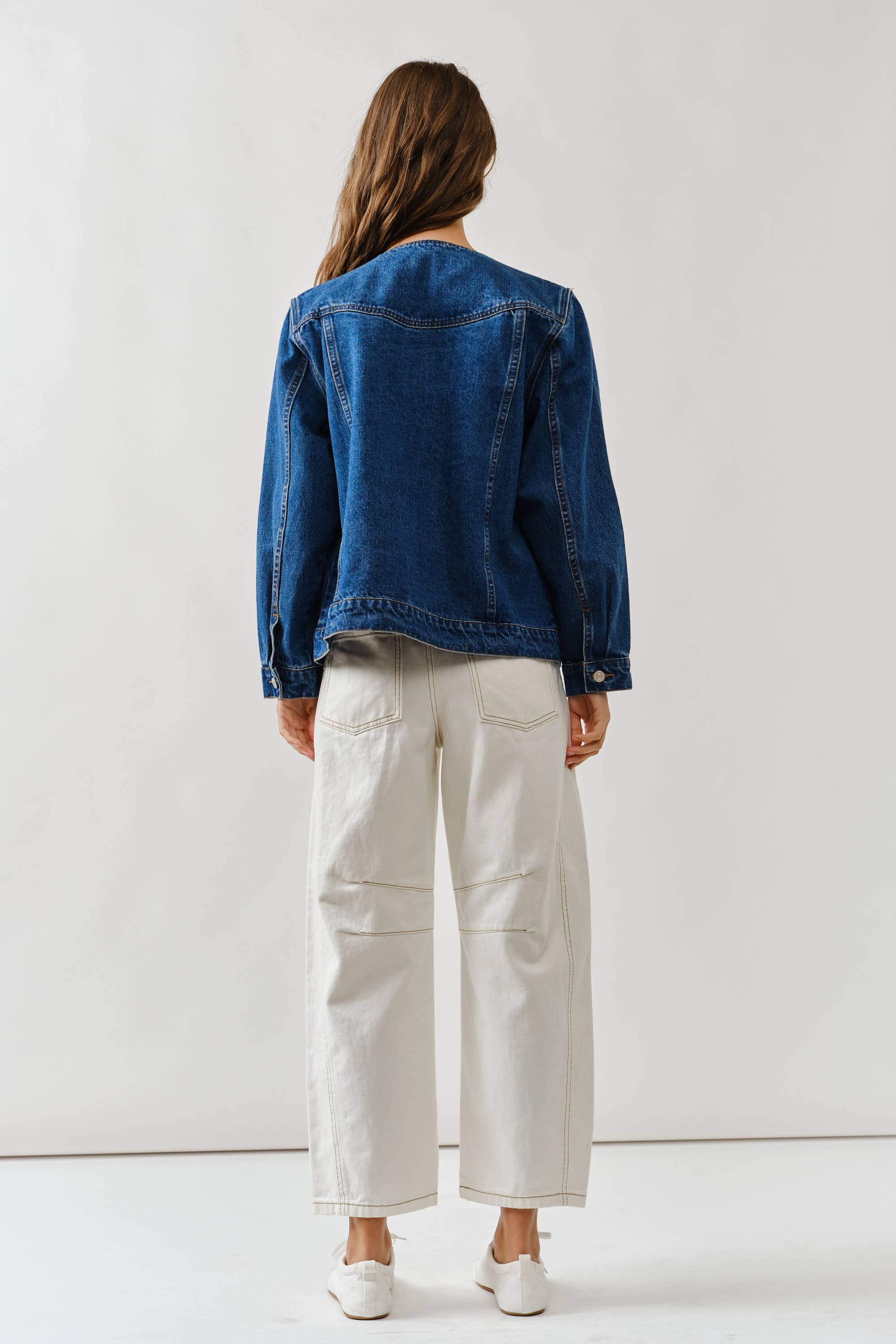 CREW NECK RELAXED DENIM JACKET
