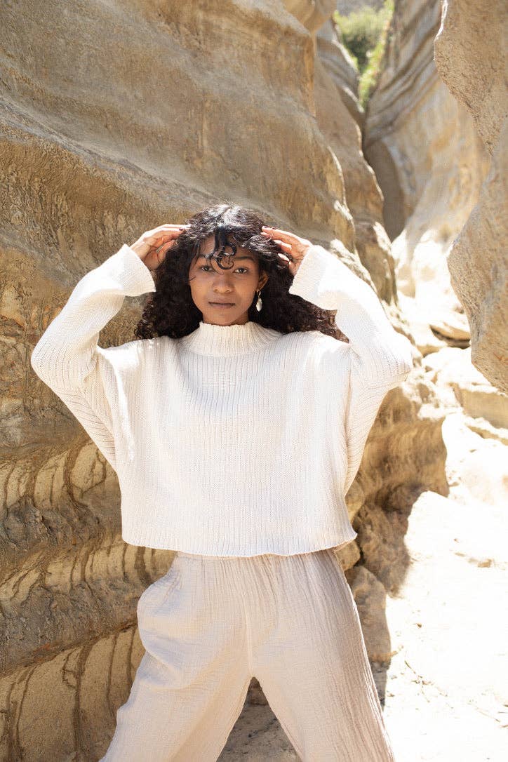 Mock Neck Crop Sweater