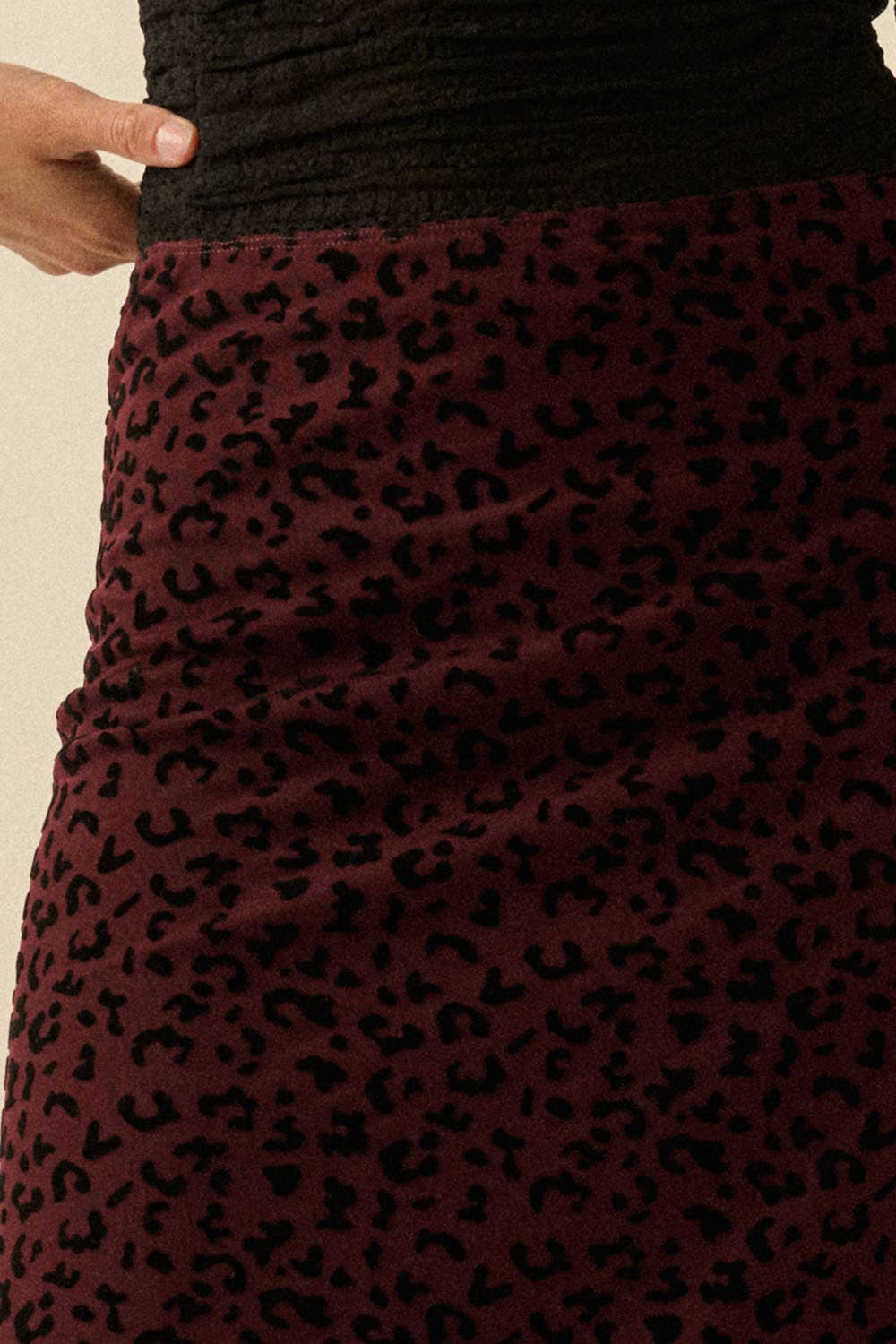 Flocked Leopard Mesh Straight Maxi Skirt