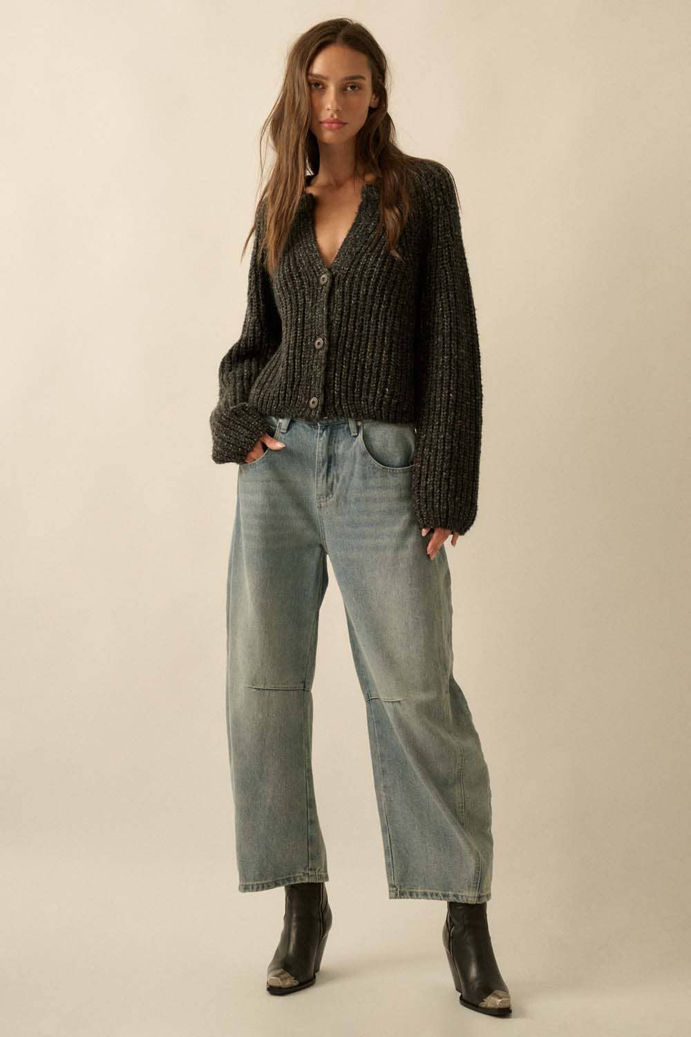 Confetti Button-Front Cardigan Sweater